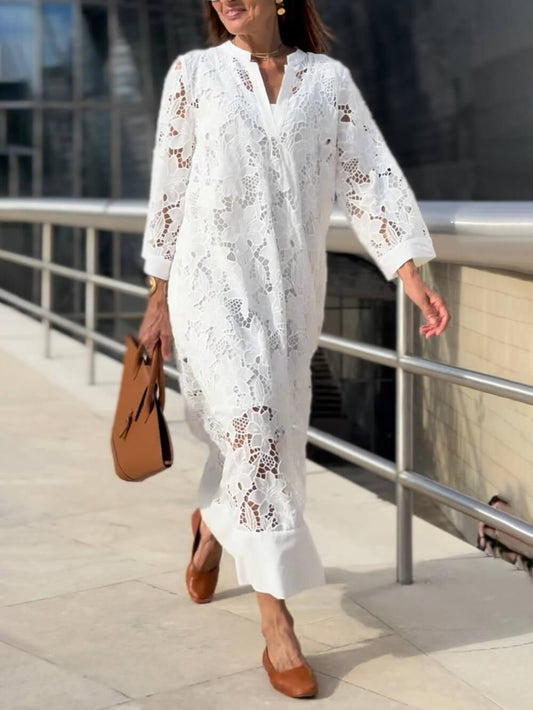 Willow Beach Glam Flower V-Neck Midi Dress