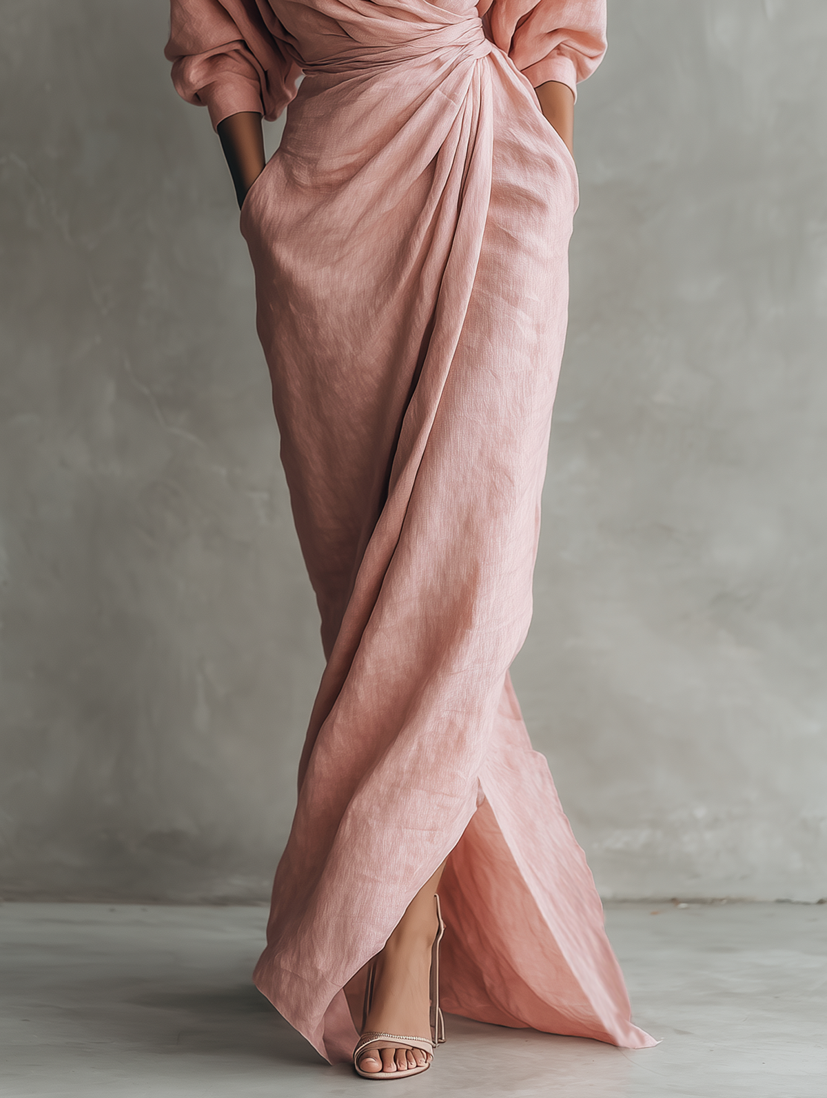 Florence Pink Linen Blend Maxi Dress