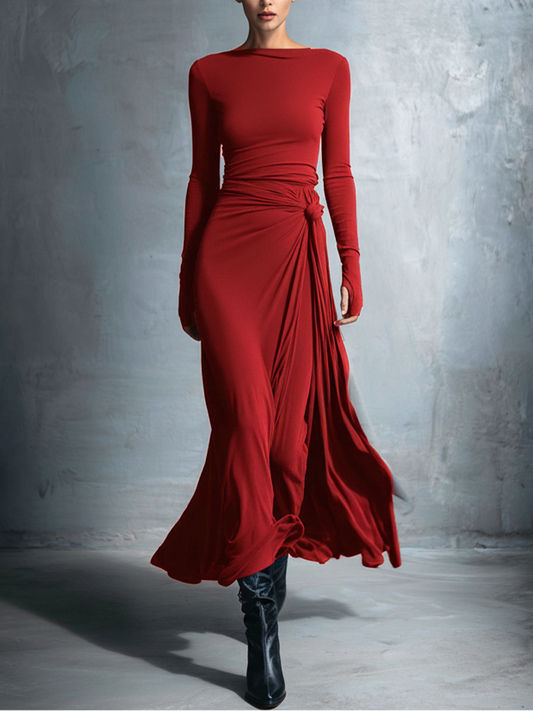 Naomie Maxi-jurk met Zijde Knoop
