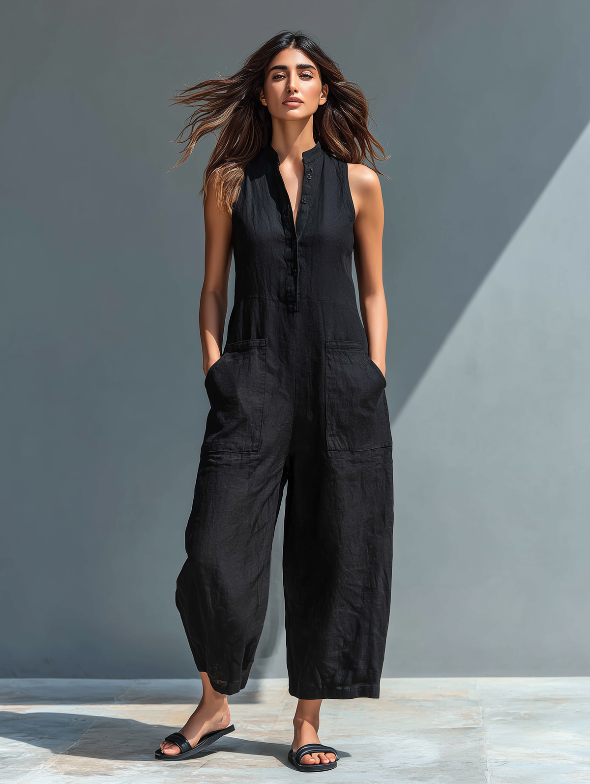 Beatrice Linen Blend Loose Jumpsuit
