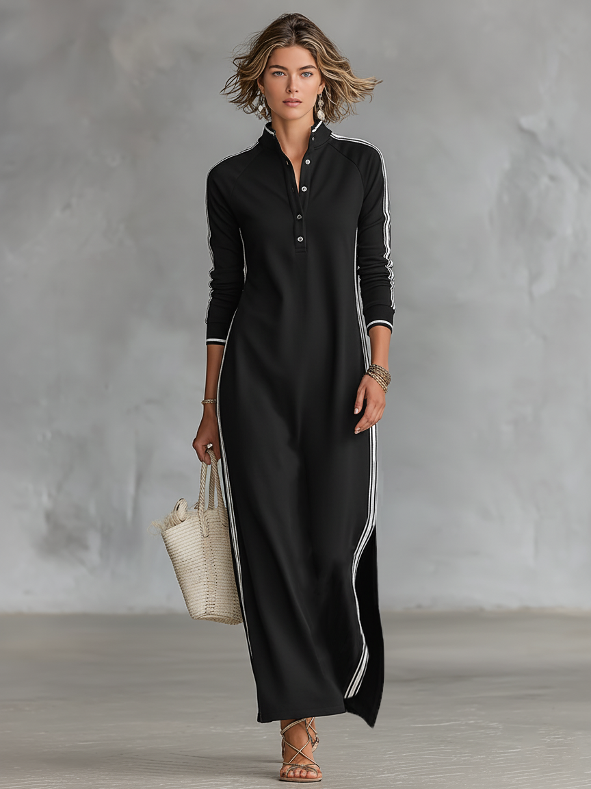 Francesca White Trim Sweatshirt Maxi Dress