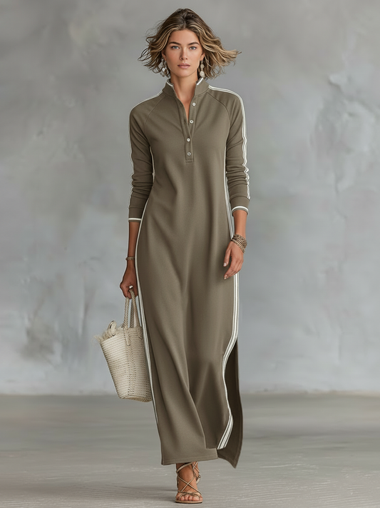 Francesca White Trim Sweatshirt Maxi Dress
