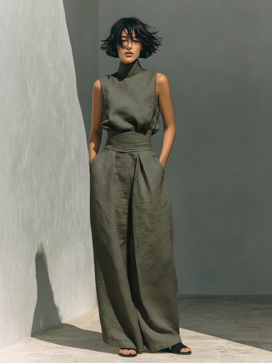 Hallie Linen Blend Blouse & Pants Set