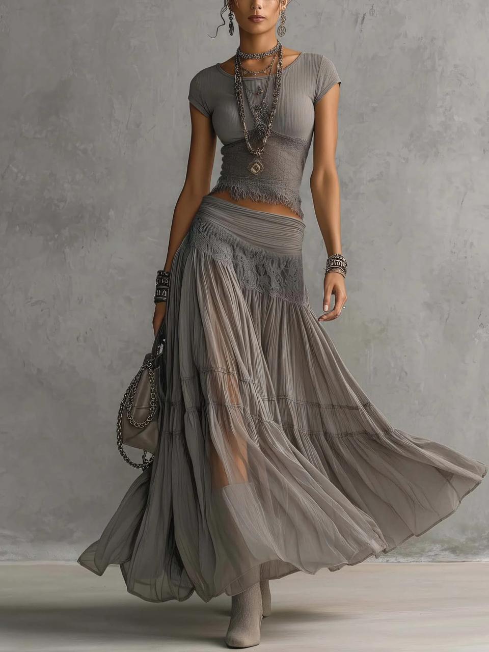 Tilly TOP AND PLEATED and maxi skirt