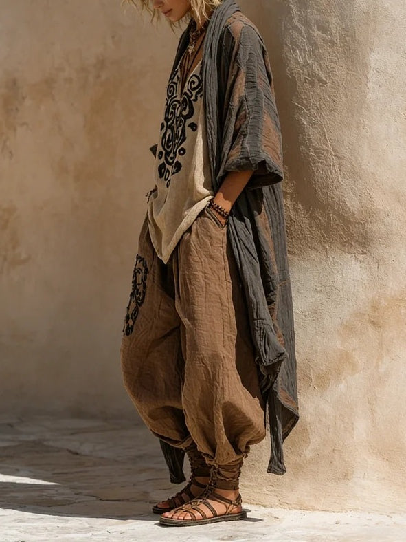 Margaret Nomadic Bohemian Art Print Three-Piece Set Outfit