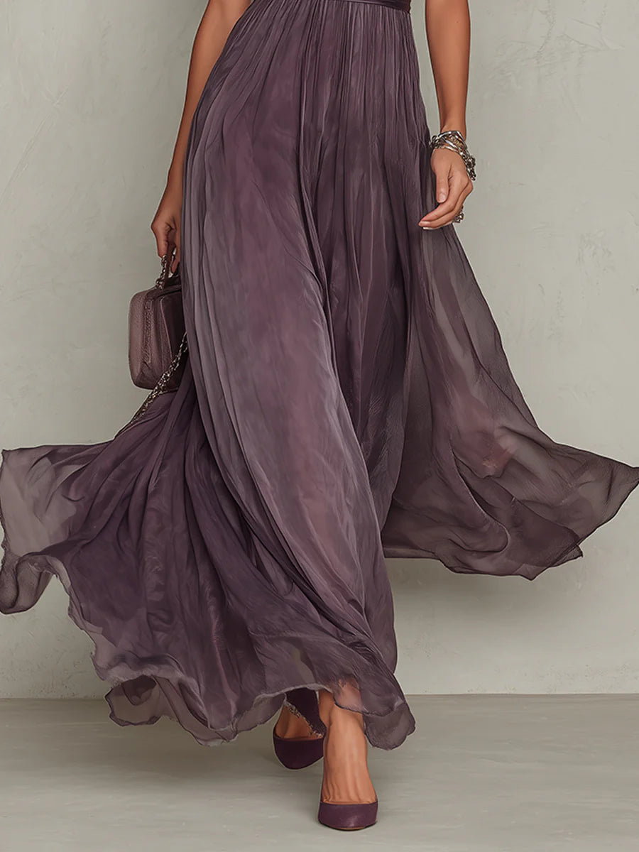 Ashley Vintage Elegant Chiffon Maxi Dress