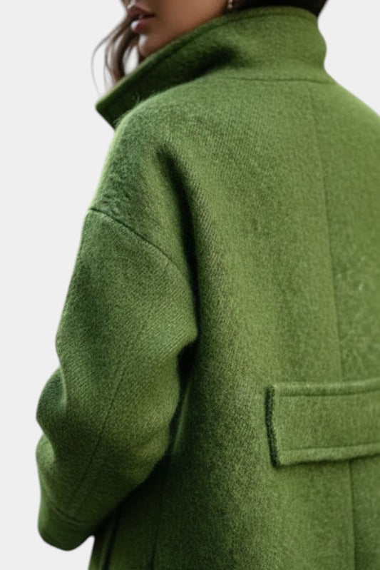 Grace Long Oversized Double-Breasted Coat with Notched Collar