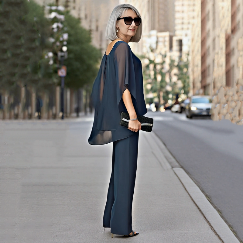 Jade Chiffon Top & Wide Leg 2-Piece Set