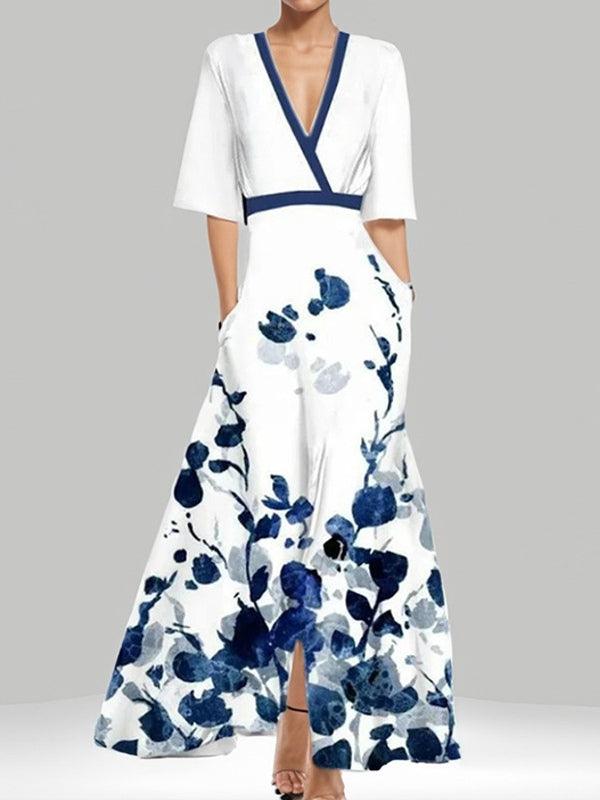 Lea Seaside Glam Elegant Mid Sleeve Maxi Dress Ensemble