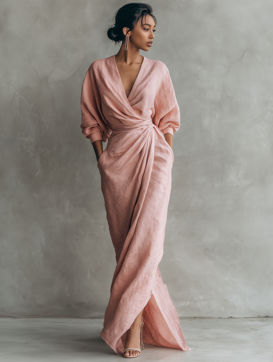Florence Pink Linen Blend Maxi Dress