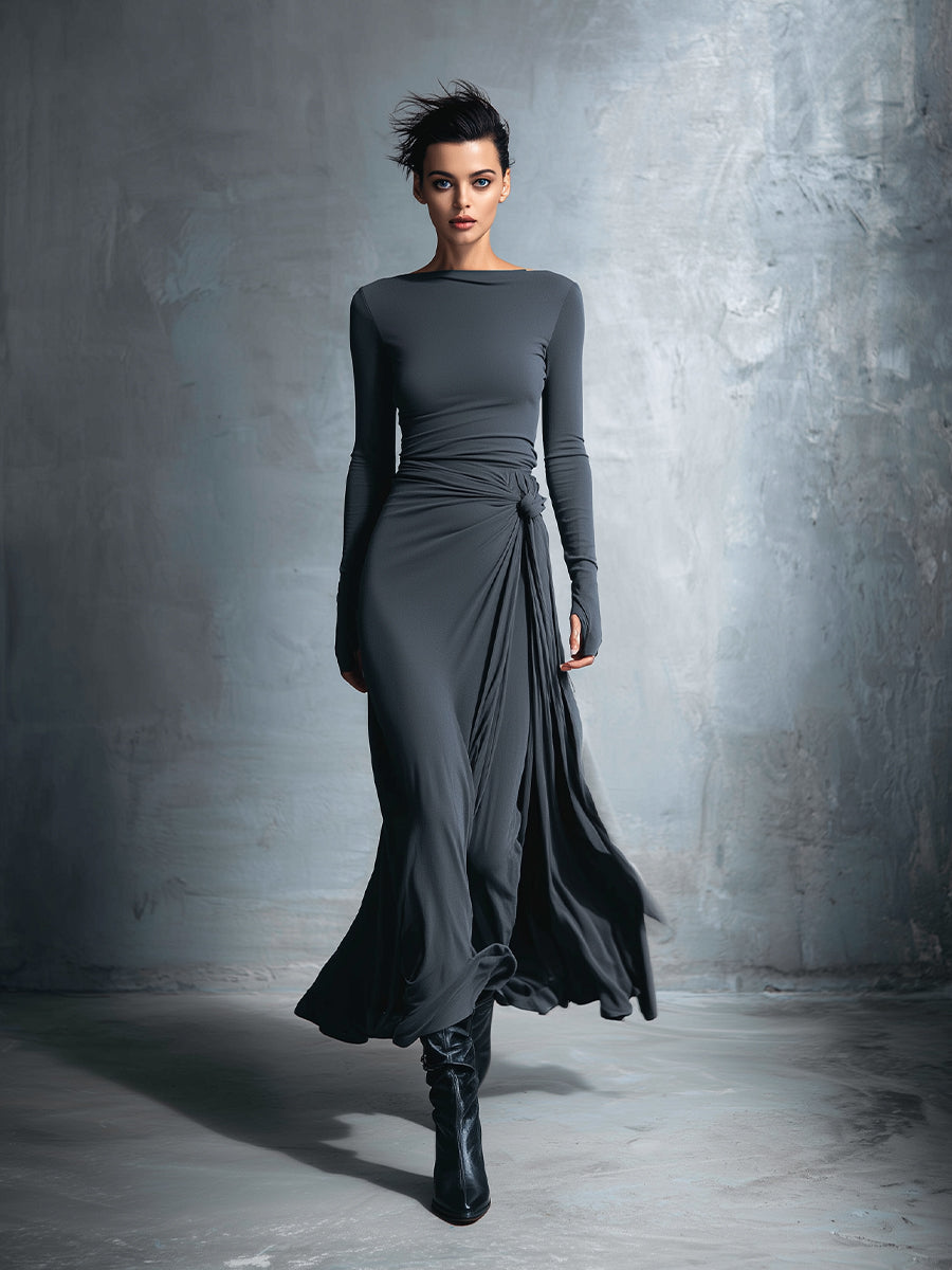 Naomie Maxi-jurk met Zijde Knoop