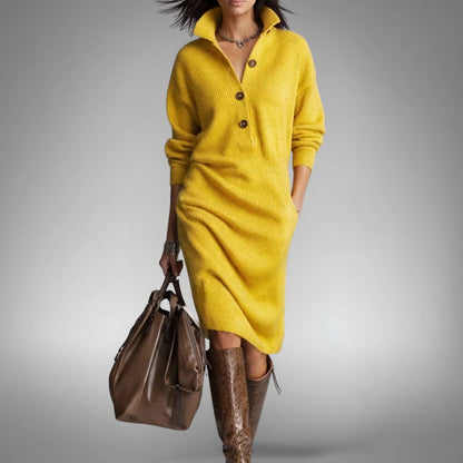 Kaia Wool Mix Knit Polo Dress
