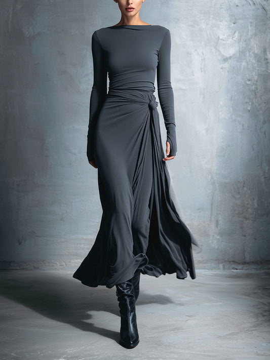 Naomie Maxi-jurk met Zijde Knoop