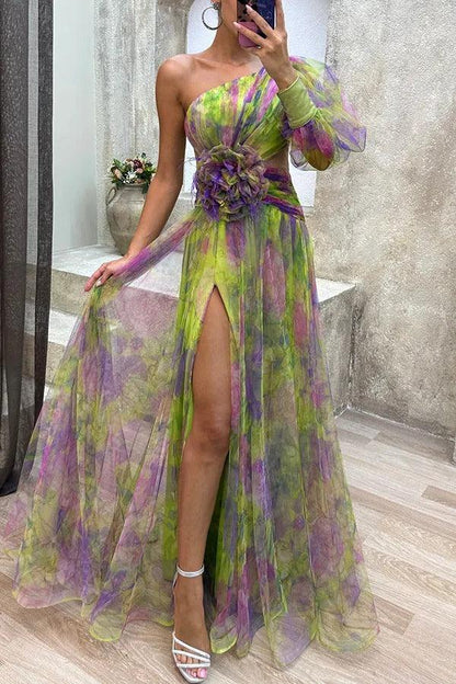 Grace Summer Escape Beauty Floral Pleated Maxi Dress