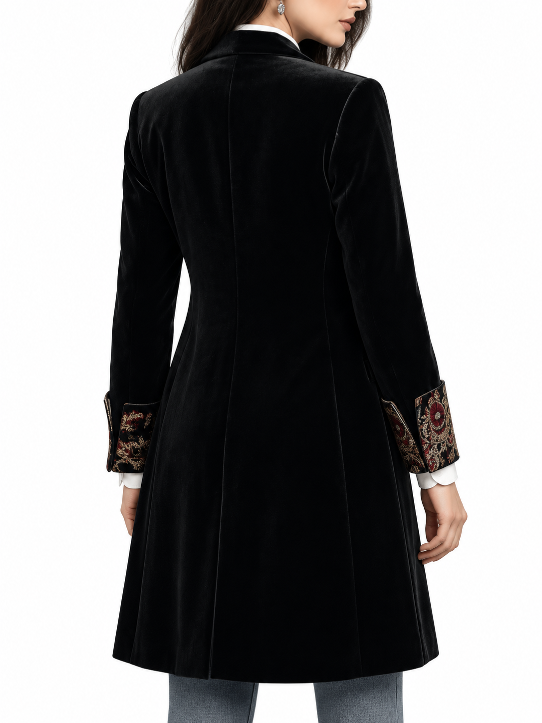 Leontien Getailleerde Blazer met Barokprint Zwart