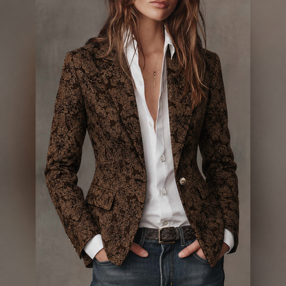 Esther Getailleerde Jacquard Blazer met Kasjmier