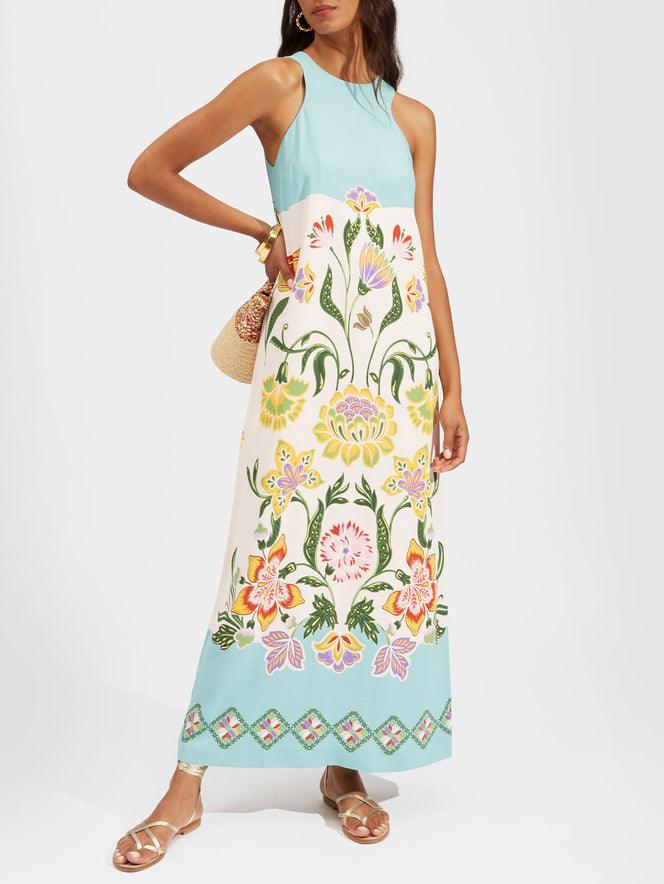 Ava Resort Sunshine Floral Print Sleeveless Midi Dress