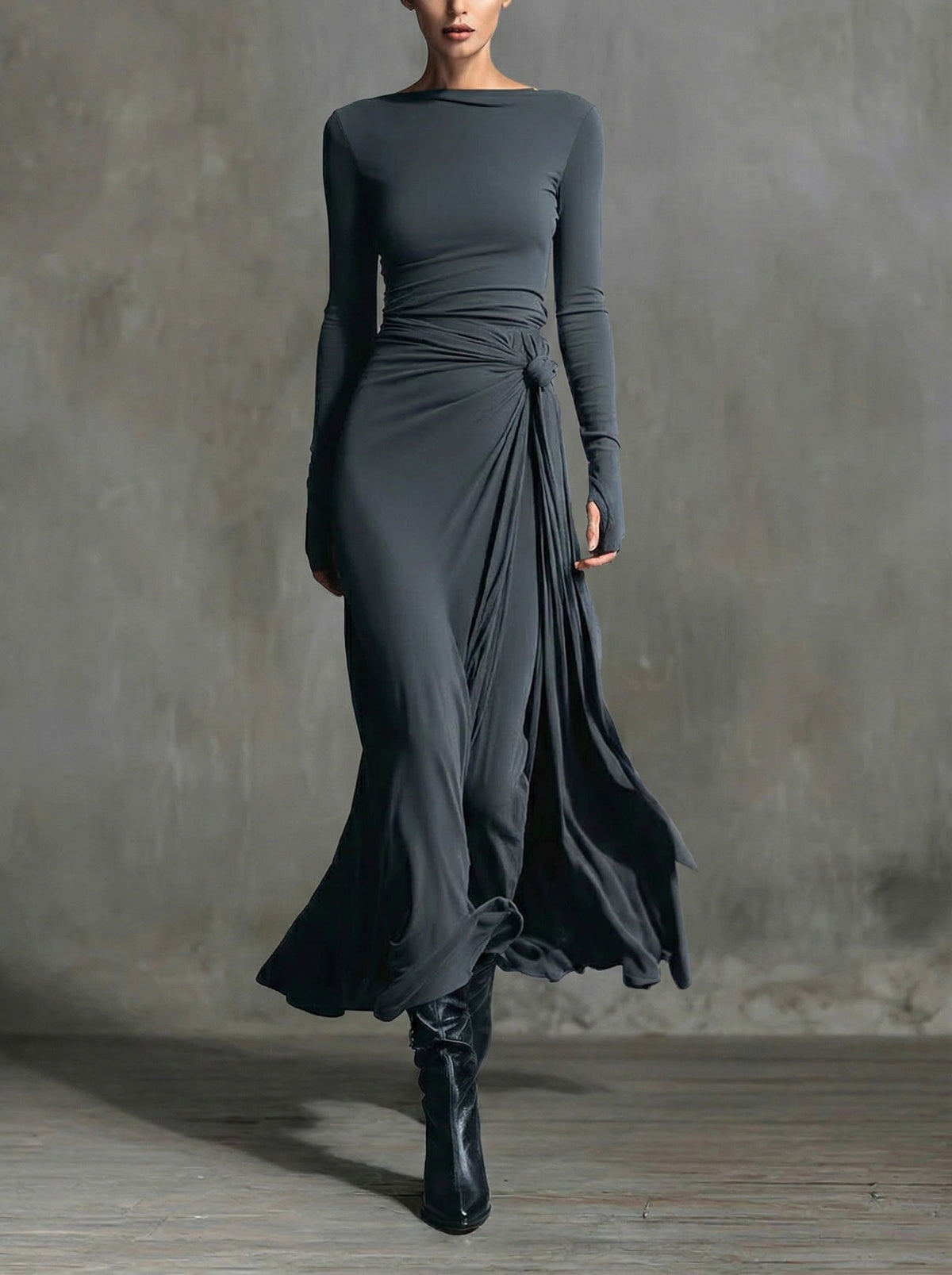 Naomie Maxi-jurk met Zijde Knoop