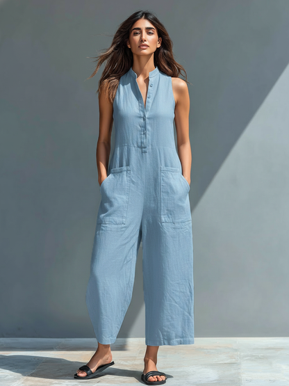 Beatrice Linen Blend Loose Jumpsuit