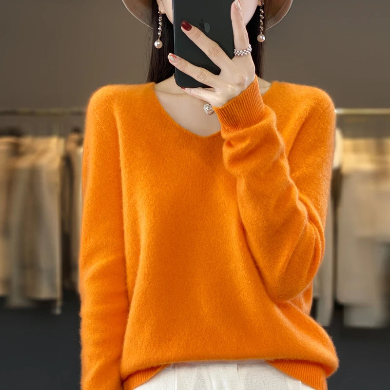 Tahlia Luxury V-Neck Knit Sweater
