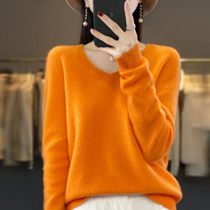 Tahlia Luxury V-Neck Knit Sweater