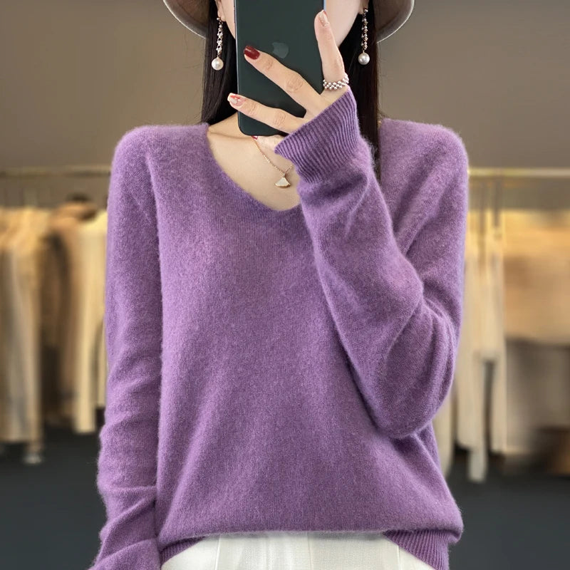 Tahlia Luxury V-Neck Knit Sweater