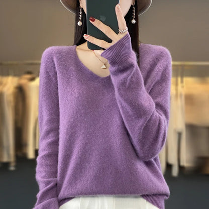 Tahlia Luxury V-Neck Knit Sweater