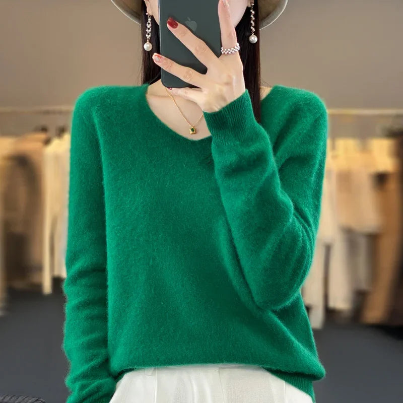 Tahlia Luxury V-Neck Knit Sweater