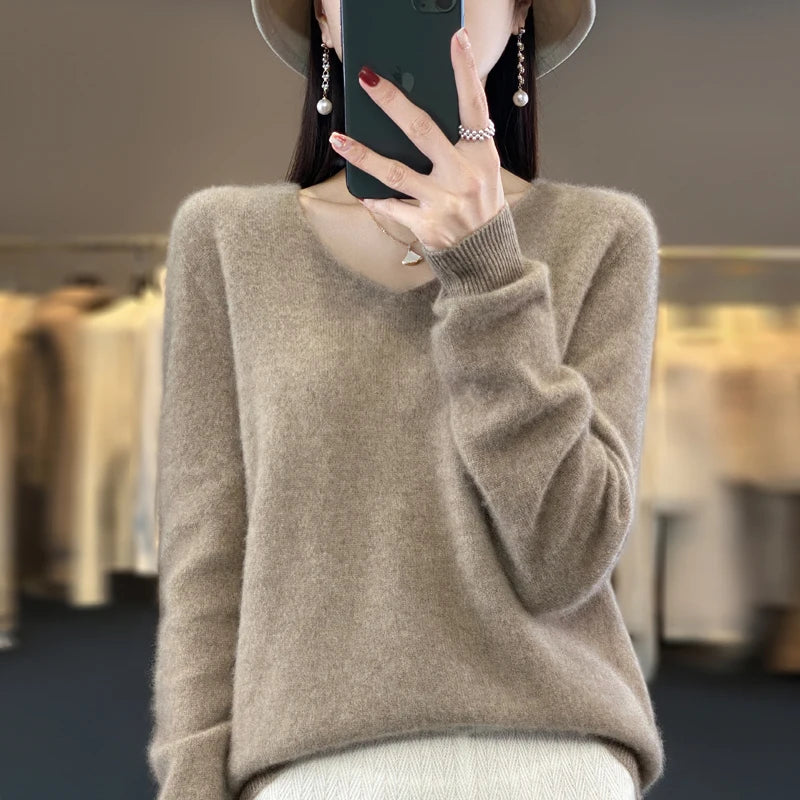 Tahlia Luxury V-Neck Knit Sweater