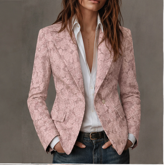 Esther Getailleerde Jacquard Blazer met Kasjmier