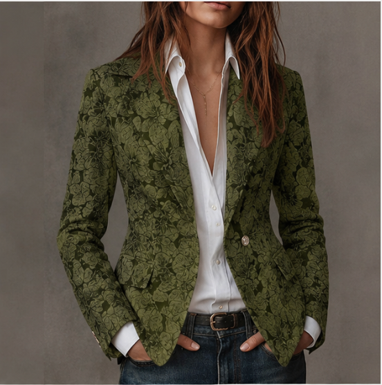 Esther Getailleerde Jacquard Blazer met Kasjmier