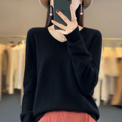 Tahlia Luxury V-Neck Knit Sweater