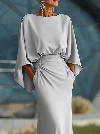 Clara Elegant V-neck backless sleeve dress