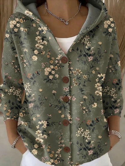 Marit Gebreid Vest met Print en Capuchon