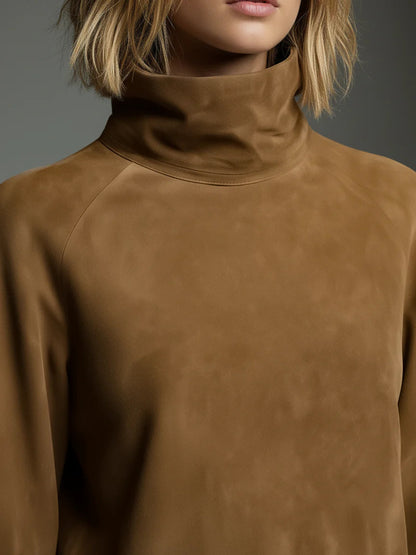 Bibiane Mini Jurk Oversized in Suède met Hoge Hals