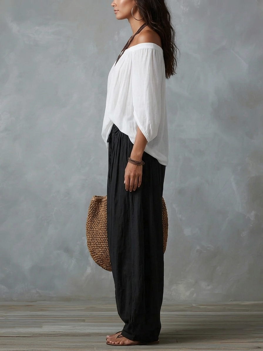 Kiara Top with wide leg pants suit