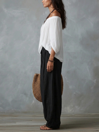 Kiara Top with wide leg pants suit