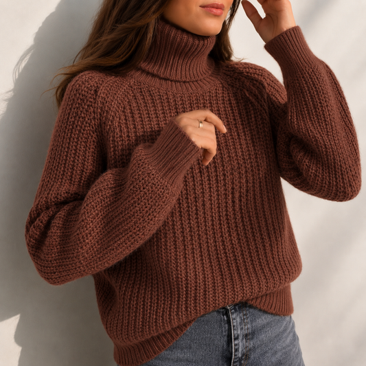 Daisy Turtleneck Sleeve Split Hem Sweater