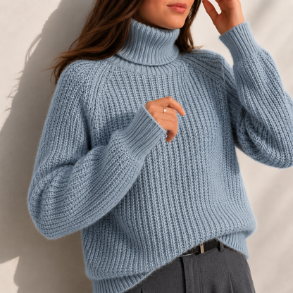 Daisy Turtleneck Sleeve Split Hem Sweater