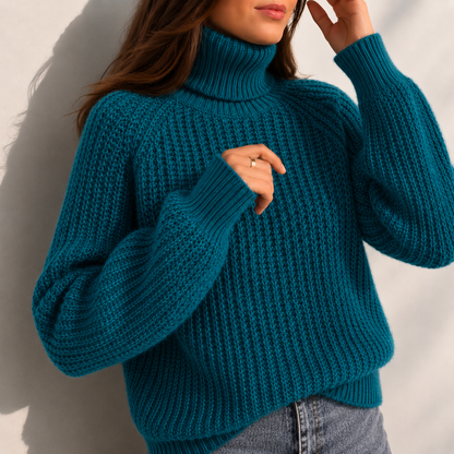 Daisy Turtleneck Sleeve Split Hem Sweater