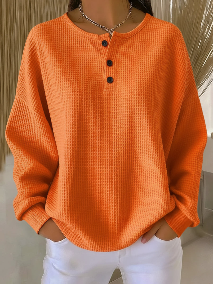 Mirthe Gegolfde Henley Sweater