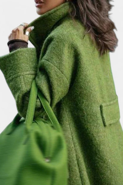 Grace Long Oversized Double-Breasted Coat with Notched Collar