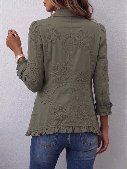 Fenna Geborduurde Bohemien Blazer met Bloemenprint
