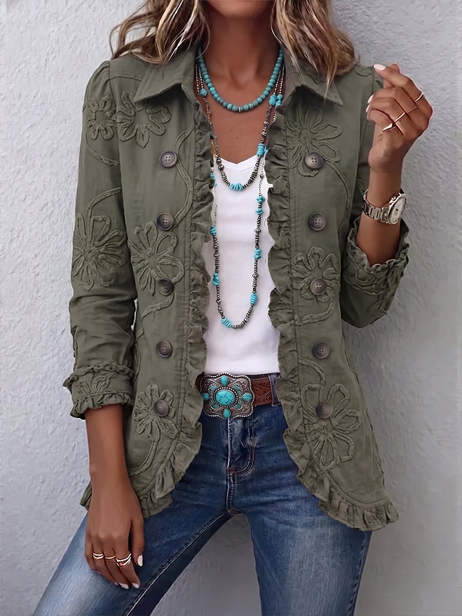 Fenna Geborduurde Bohemien Blazer met Bloemenprint