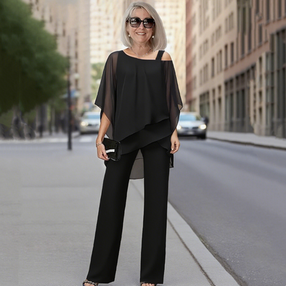 Jade Chiffon Top ＆ Wide Leg 2-Piece Set